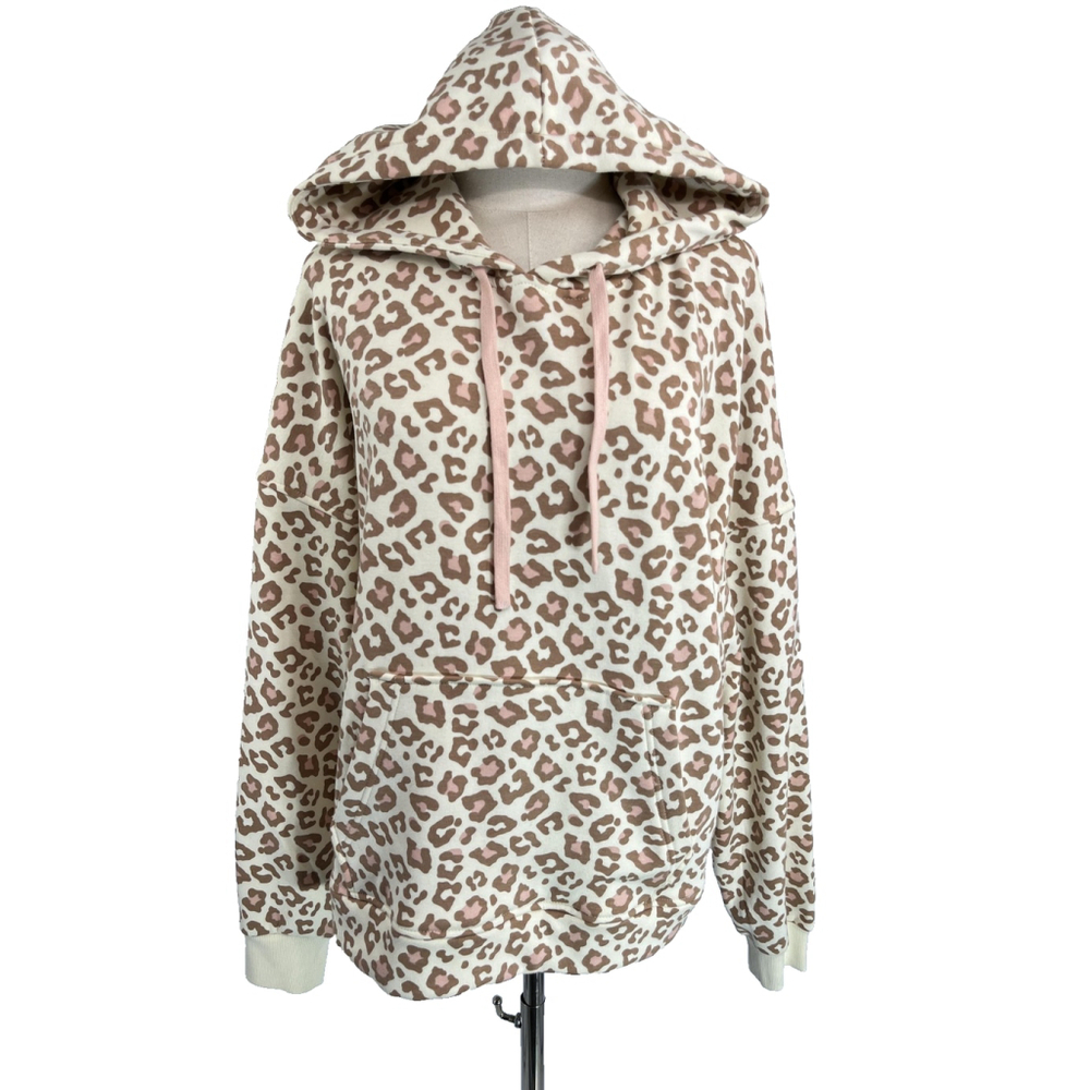 UGG Hoodie Leopard Animal Print Pullover Sweatshirt‎ Pockets Womens Medium